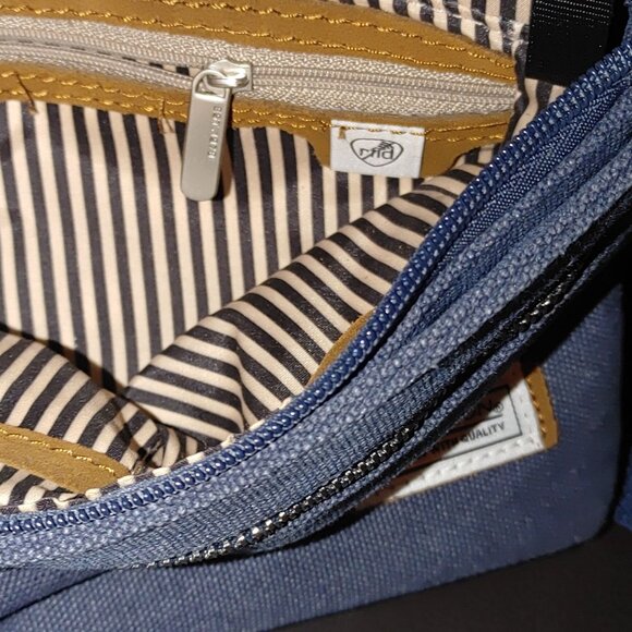 Travelon Blue Crossbody Bag RFID Blocking Anti Theft Heritage Small Cotton - Picture 6 of 8